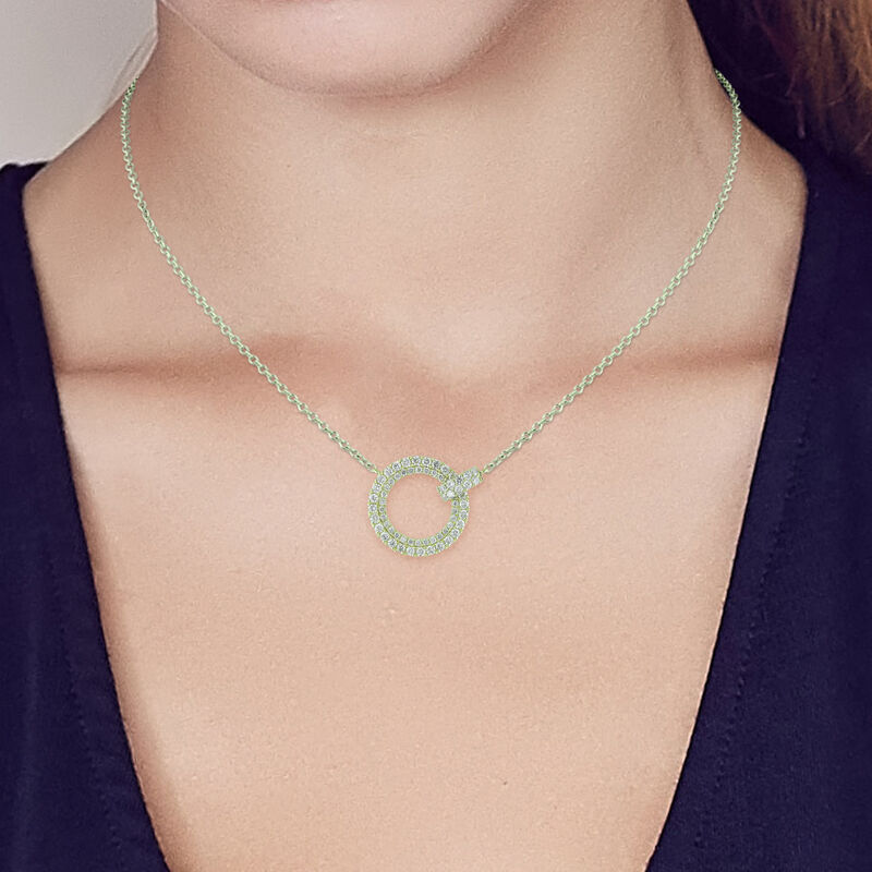 Diamond Circle Pendant in 10k Yellow Gold image number null